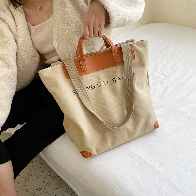 Tote bag, women's Internet celebrity, canvas bag, women's bag 2021 new trendy Japanese style crossbody bag, large capacity single-shoulder bag, handbag full figure