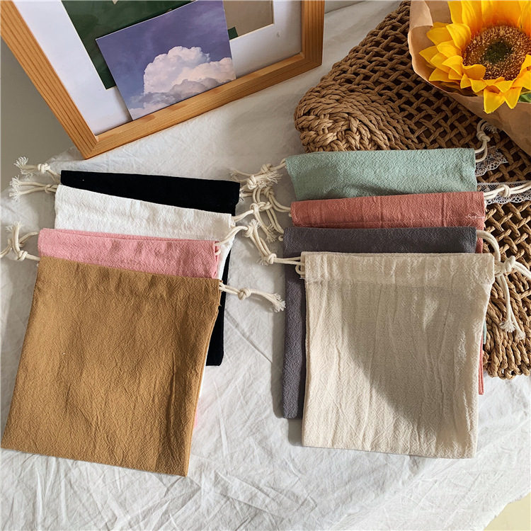 【 In Stock 】07212 Japanese-style minimalist storage bag, fresh and clean drawstring bag, tea gift bag, pure Specification drawing