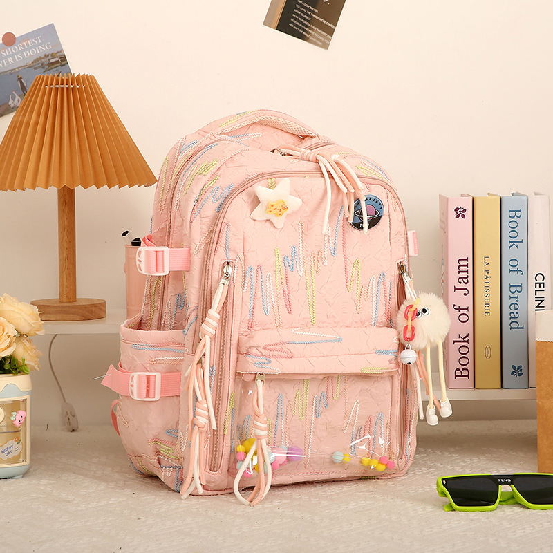 High-appearance-level schoolbag, Korean version pain bag for junior high school girls, large-capacity backpack, fashionable and lightweight backpack for high school and primary school students details Picture