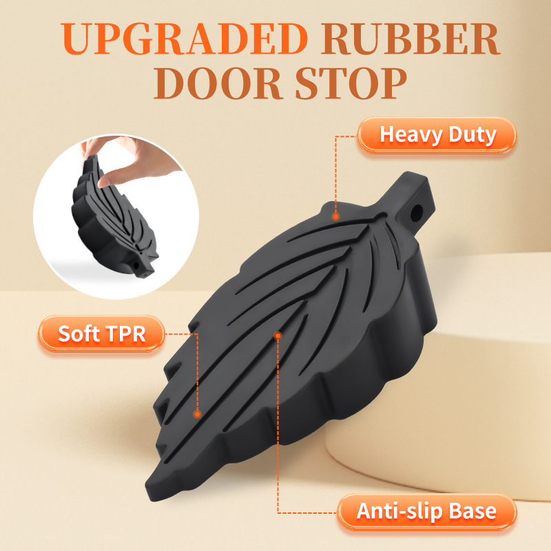 Leaf-shaped door stopper without perforation, windproof door blocker, anti-theft household safety door blocker, environmentally friendly material door blocking wonder details Picture