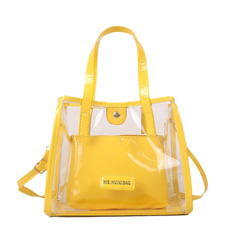 European and American large-capacity fashionable transparent handbags, jelly beach bags, mother-daughter buns, mother bags, single-shoulder tote bags Item Picture