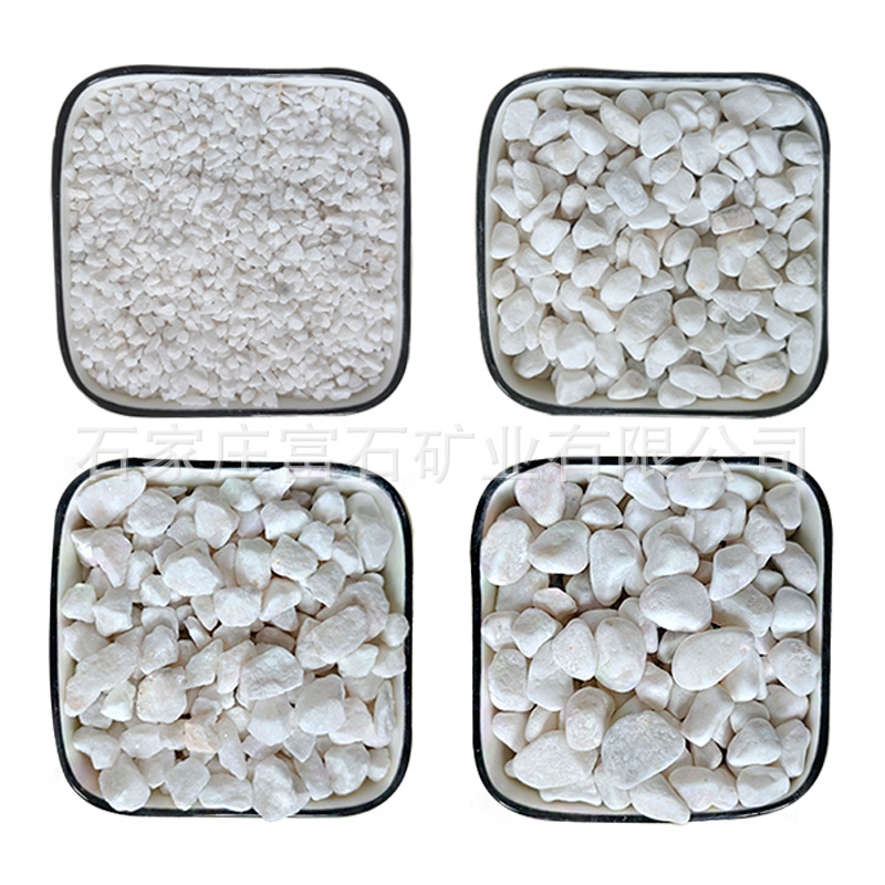White crushed stone and gravel landscaping terrazzo manufacturer direct supply white pebbles, white stones, pointed corners, white gravel, white crushed stone Item Picture