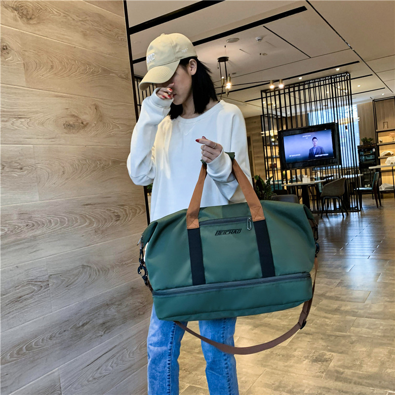 New cross-border fitness bag with dry and wet separation, yoga single-shoulder crossbody luggage bag, large-capacity men's and women's casual travel bag Specification drawing