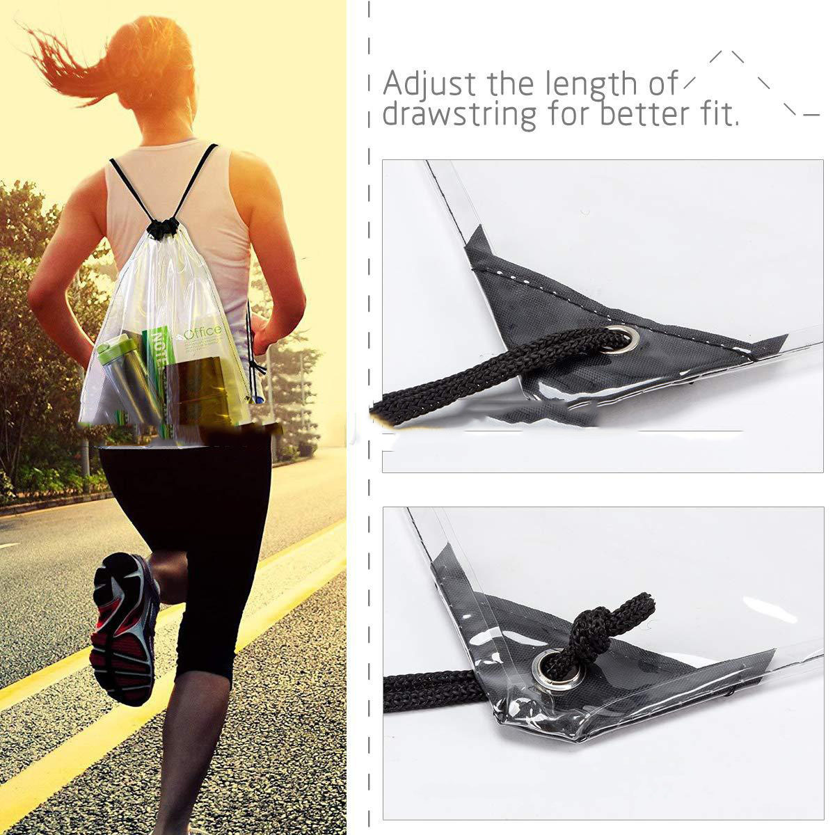 Amazon waterproof transparent PVC drawstring backpack Outdoor sports portable Music Festival Sports event storage backpack details Picture