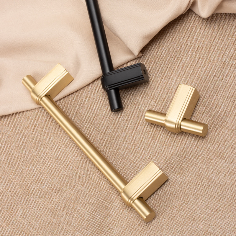Nordic line solid brass handle drawer, wardrobe, wine cabinet door, simple, light luxury, retro exposed handle details Picture