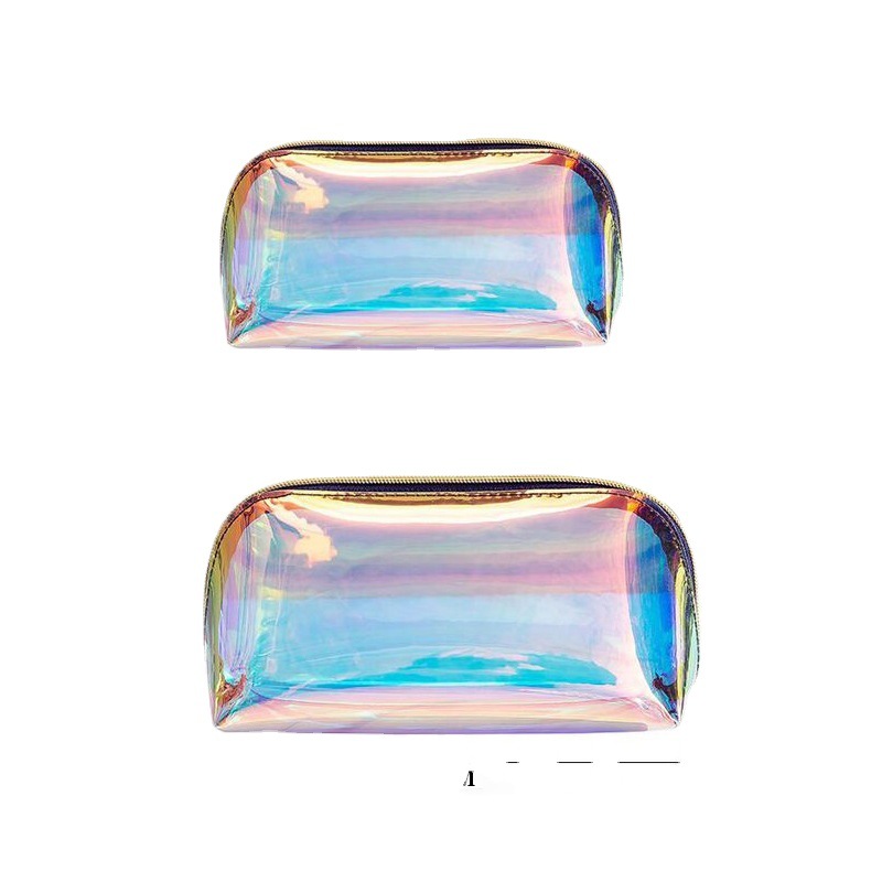 Waterproof laser makeup bag, portable TPU, ladies' hand-held colorful makeup bag, portable skin care product storage bag Item Picture