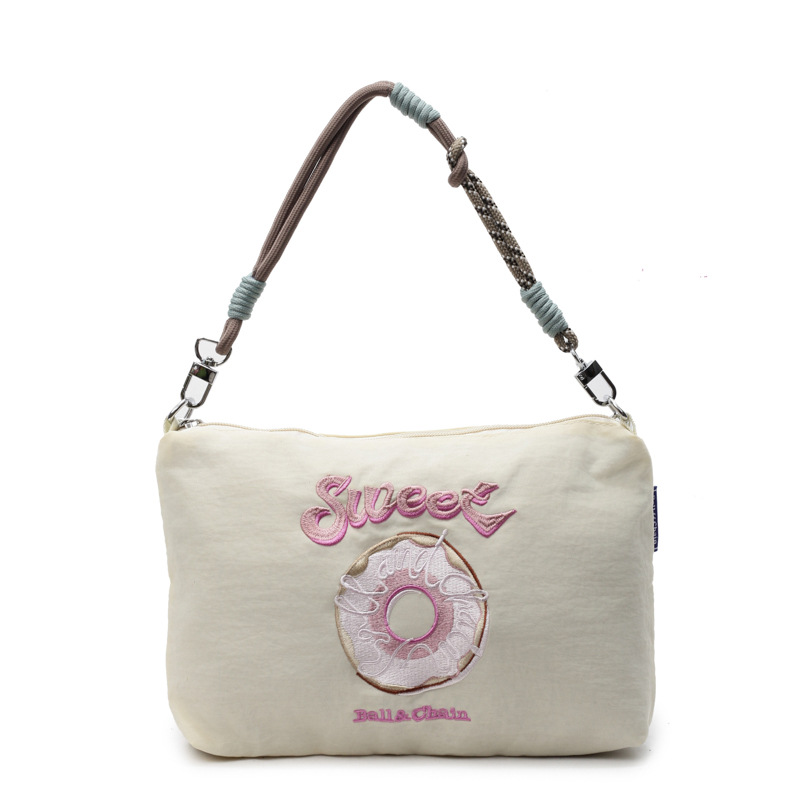 New Spring/Summer 2025 style eco-friendly shopping bag with embroidery, large-capacity hand-held bag, shoulder crossbody canvas Item Picture