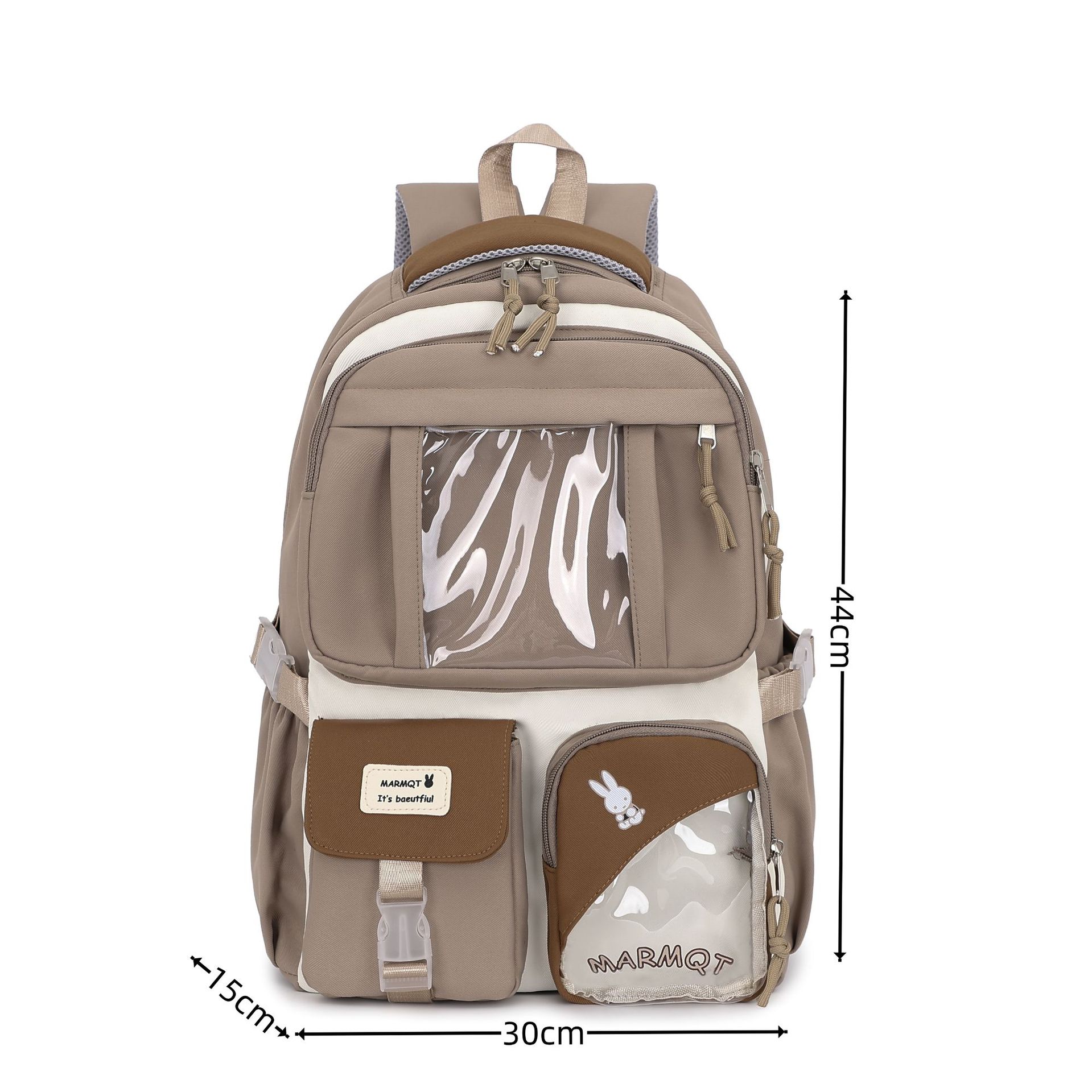 Cute and fresh, large-capacity schoolbag for junior high school students, backpack for senior high school students, transparent pain bag for college girls, and baby bag Item Picture