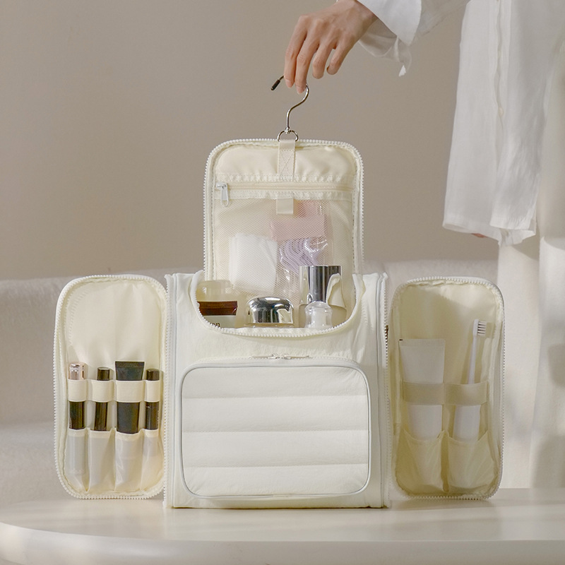 Taslon Waterproof double-opening washbasin storage bag, travel storage luggage bag, hook bag, Large multi-functional makeup bag Specification drawing