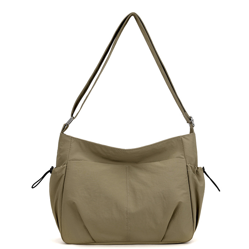 Solid color casual crossbody bag for foreign trade, commuting light and versatile fabric bag, large capacity simple single-shoulder bag, tote bag Item Picture