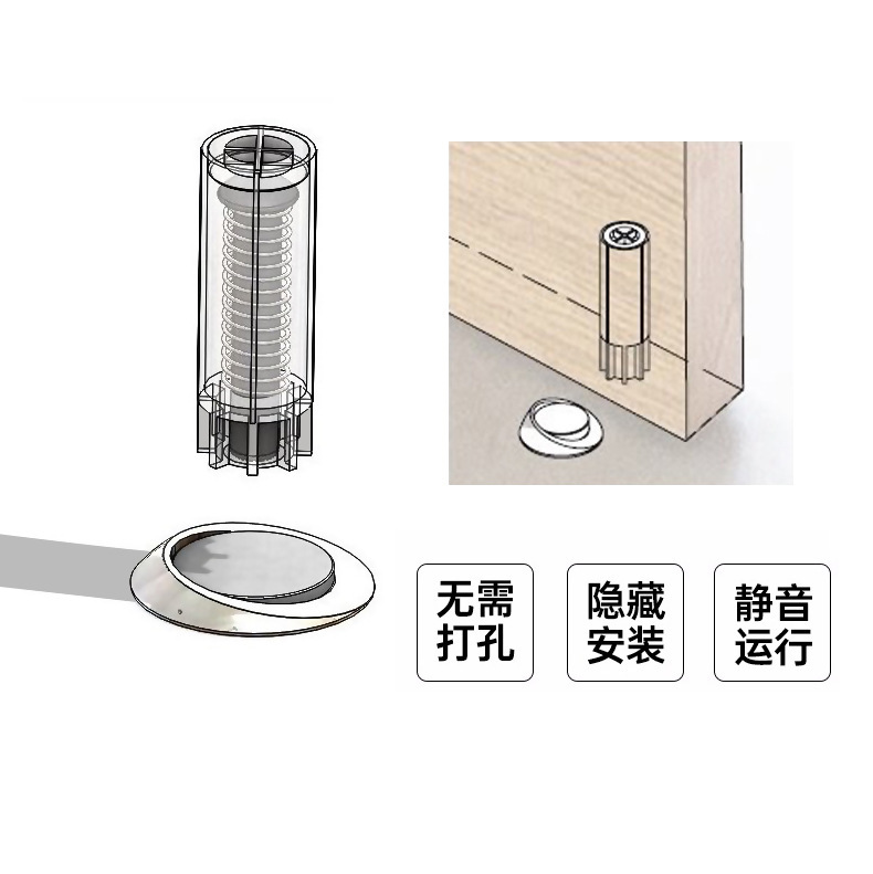 The exit is hidden. The ultra-thin and minimalist door is invisibly attracted. The interior door, wooden door, strong magnetic door, and the top door stop are hidden with door attraction Application Scenario