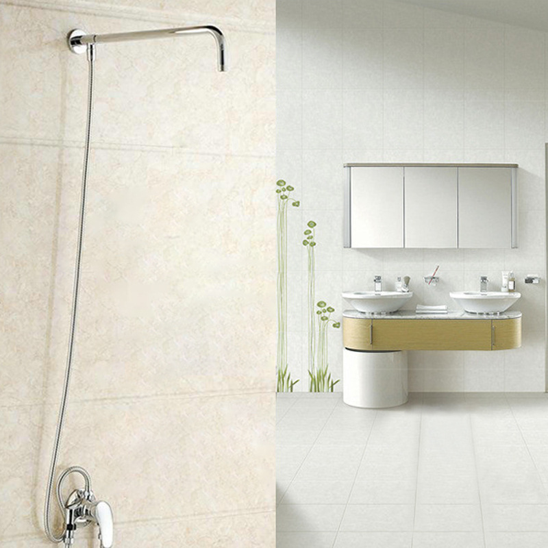 Stainless steel shower head outlet pipe elbow fixed seat bracket, bathhouse bath head horizontal bar embedded in the wall top shower pipe Specification drawing