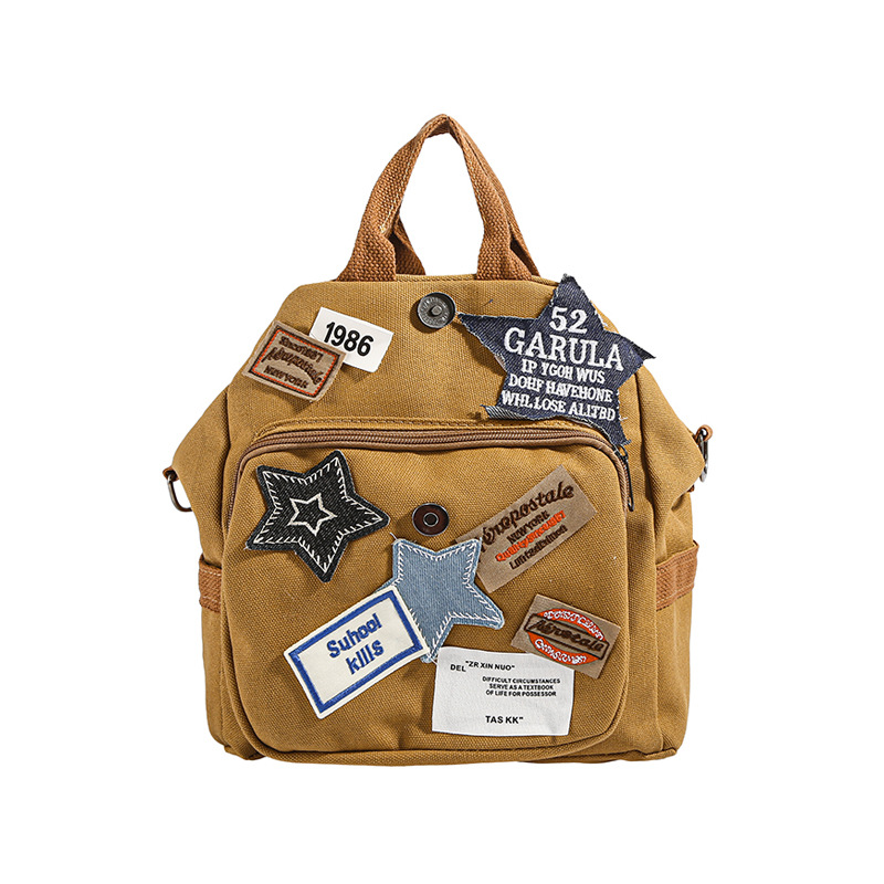 New retro five-pointed star patchwork handbag, multi-functional crossbody bag, hot girl commuting autumn and winter cute backpack Item Picture