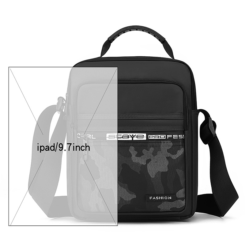 New simple and trendy crossbody bag for men, Oxford fabric, large-capacity waterproof and wear-resistant single-shoulder bag, foreign trade coin purse Item Picture