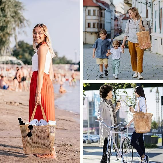Cross-border mesh beach bag, summer travel, super large capacity single-shoulder hand-carry seaside vacation toy swimming storage bag Specification drawing