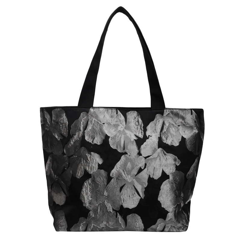 Fashionable spring and summer new tote bag, retro large flower shiny large capacity tote bag, new shoulder bag, versatile bag Item Picture