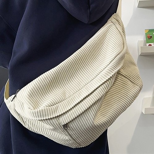 Cross-border 2024 autumn and winter new crossbody bag for both men and women, large-capacity backpack, corduroy versatile bestseller chest bag details Picture
