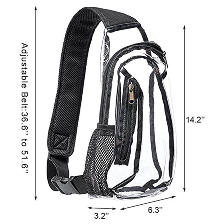 Amazon cross-border transparent large-capacity single-shoulder crossbody bag, outdoor running and rafting waterproof storage bag processing and customization Specification drawing