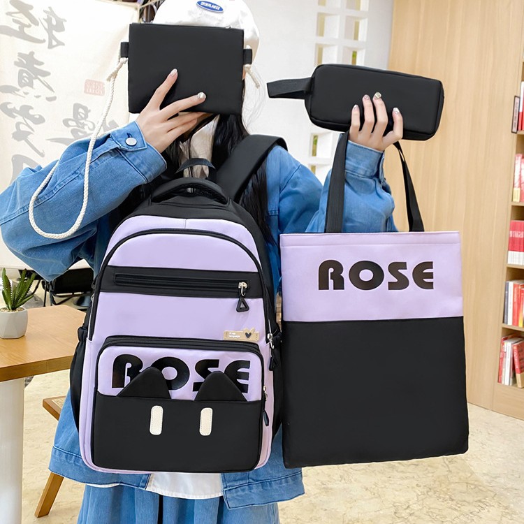 A new high-appeal, large-capacity, lightweight and cute backpack set for girls in primary, middle and high school Specification drawing