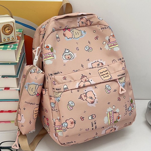 Junior high school cartoon simple, light, casual and versatile printed kabi Bala schoolbag, Japanese and forest-style backpack for students Specification drawing