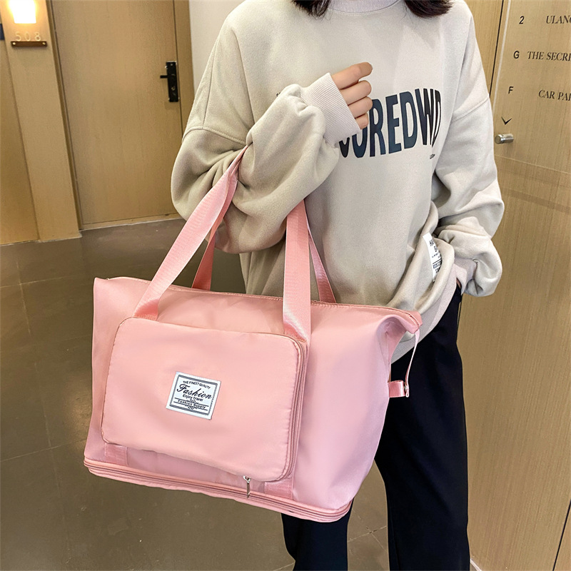 Foldable hand-held travel bag for women, large-capacity dry and wet separation storage bag, lightweight fitness luggage bag for short business trips full figure