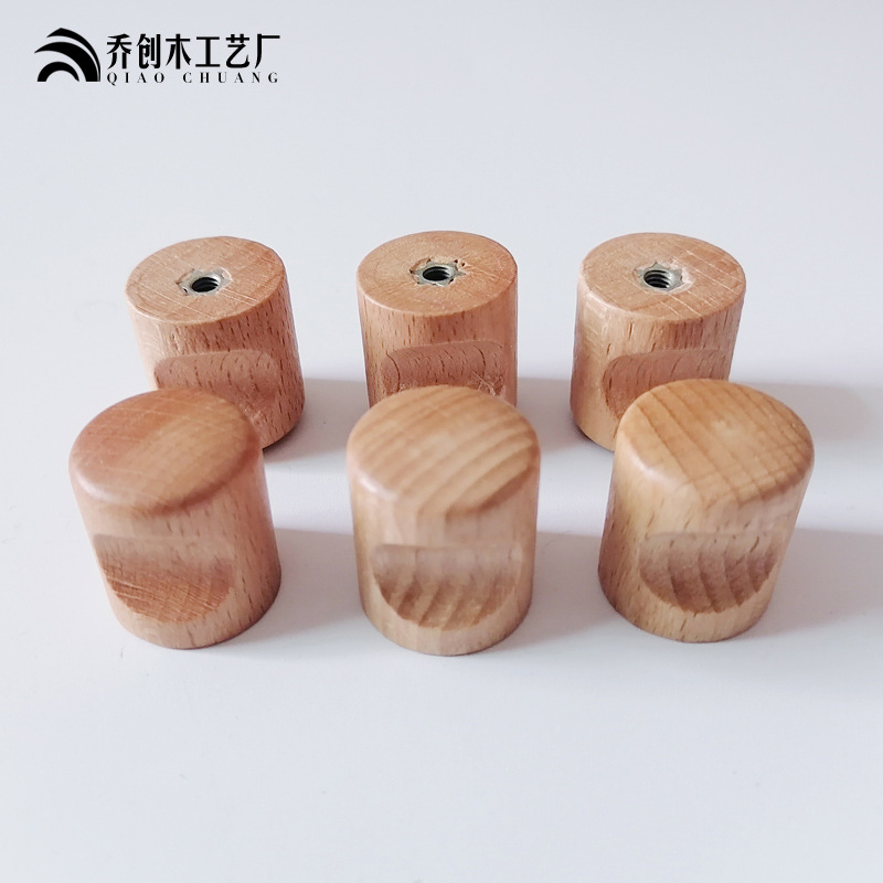 Modern and simple beech wood furniture, drawer wooden handles, wooden bedside table, coffee table, TV cabinet door single-hole handles Specification drawing