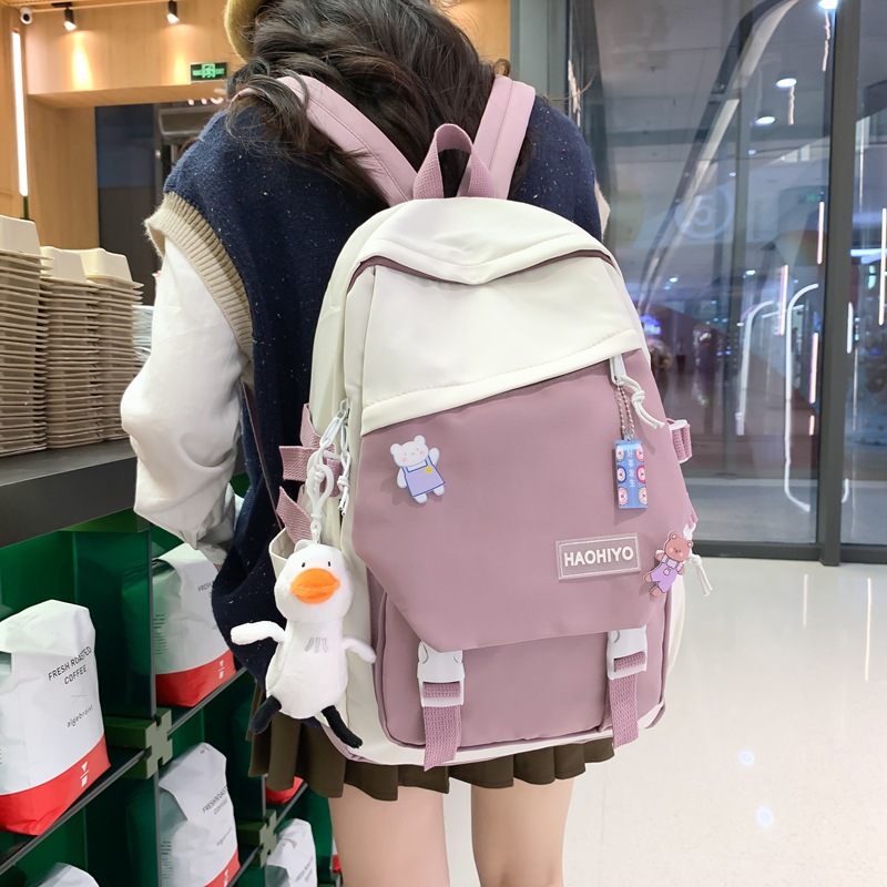 Simple, large-capacity, high-appearance-level college student schoolbag, female high school student computer backpack, niche Haraju-style male backpack Specification drawing