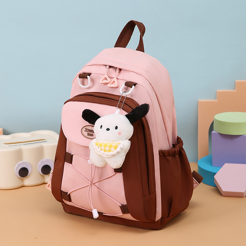 The new backpack is a simple Harajuku children's small backpack with a fresh and clean look, large capacity, cute and lightweight, and a color-blocking schoolbag Specification drawing