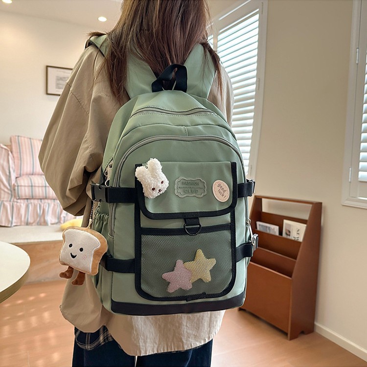 New large-capacity sturdy schoolbag for spring 2025, a backpack for girls, junior high school, senior high school and college students, and a casual commuting backpack details Picture