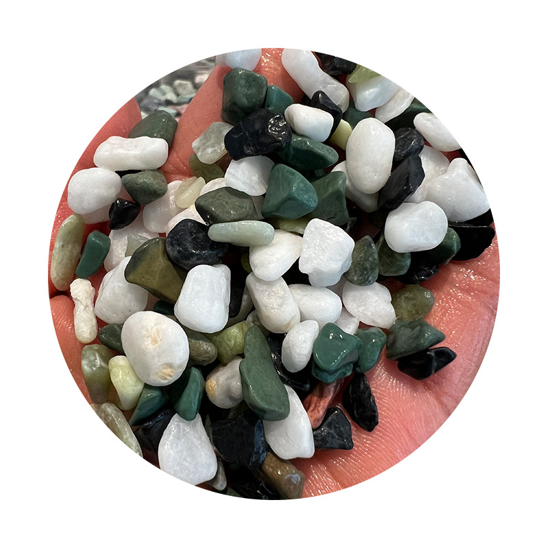Five-color stone, washed stone, terrazzo floor, courtyard paving, adhesive stone, potted plant decoration, fish tank landscaping, colored pebbles Item Picture