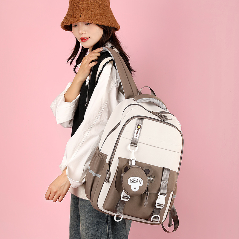 Cute color-blocking schoolbag for girls, 2024 new Korean version Instagram, high appearance level backpack for primary and secondary school students in grades three to six details Picture