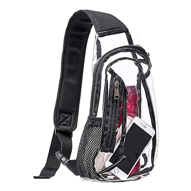 Amazon cross-border transparent large-capacity single-shoulder crossbody bag, outdoor running and rafting waterproof storage bag processing and customization details Picture