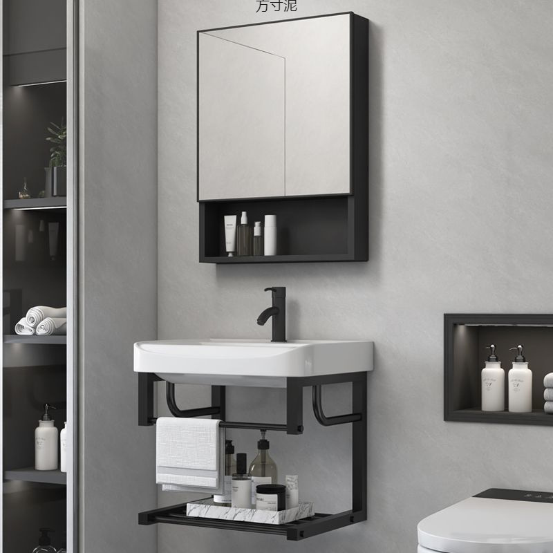 Wall-mounted washbasin, balcony and bathroom washbasin set, mini simple washbasin, triangular small apartment, ceramic washbasin Application Scenario