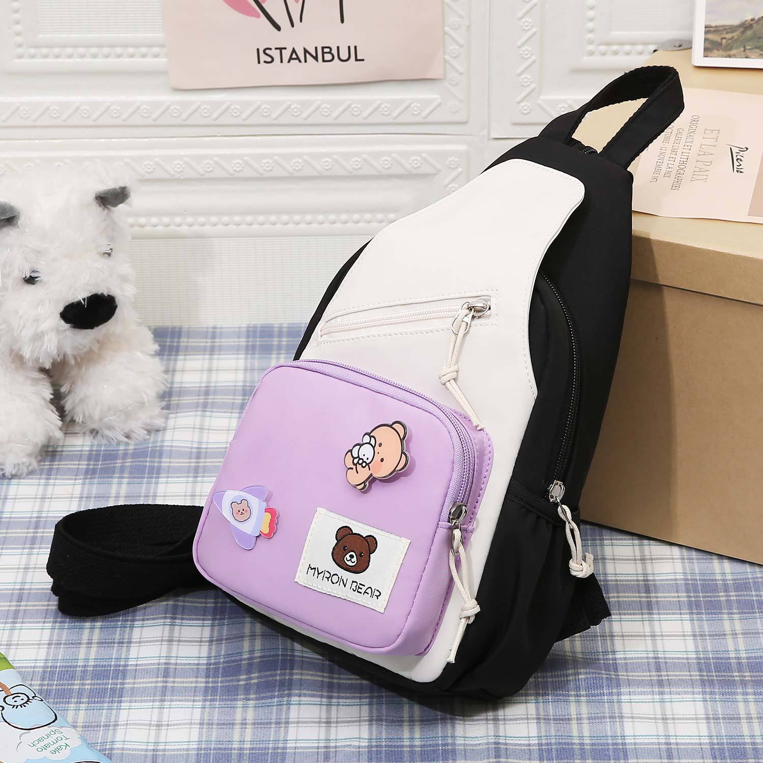 The new multi-functional chest bag, a fashionable small crossbody bag with a Hong Kong style for women, and a large-capacity student ins small backpack can be carried diagonally on both shoulders Application Scenario