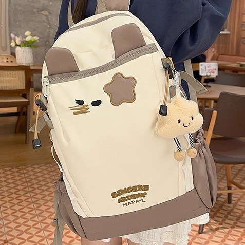 Student schoolbag, school-style schoolbag, versatile, fresh and simple, Ins-style, cartoonish, fashionable and lightweight backpack for junior high school students full figure