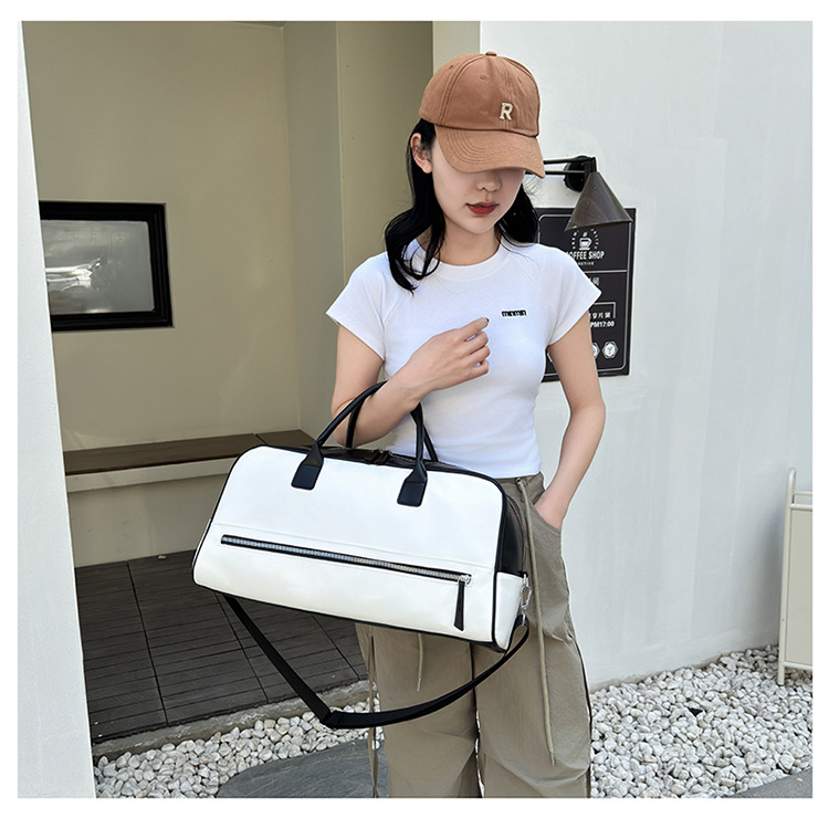 Trendy and casual PU texture travel bag for women, LOGO printable Korean-style storage bag, simple crossbody carry-on bag for going out Specification drawing