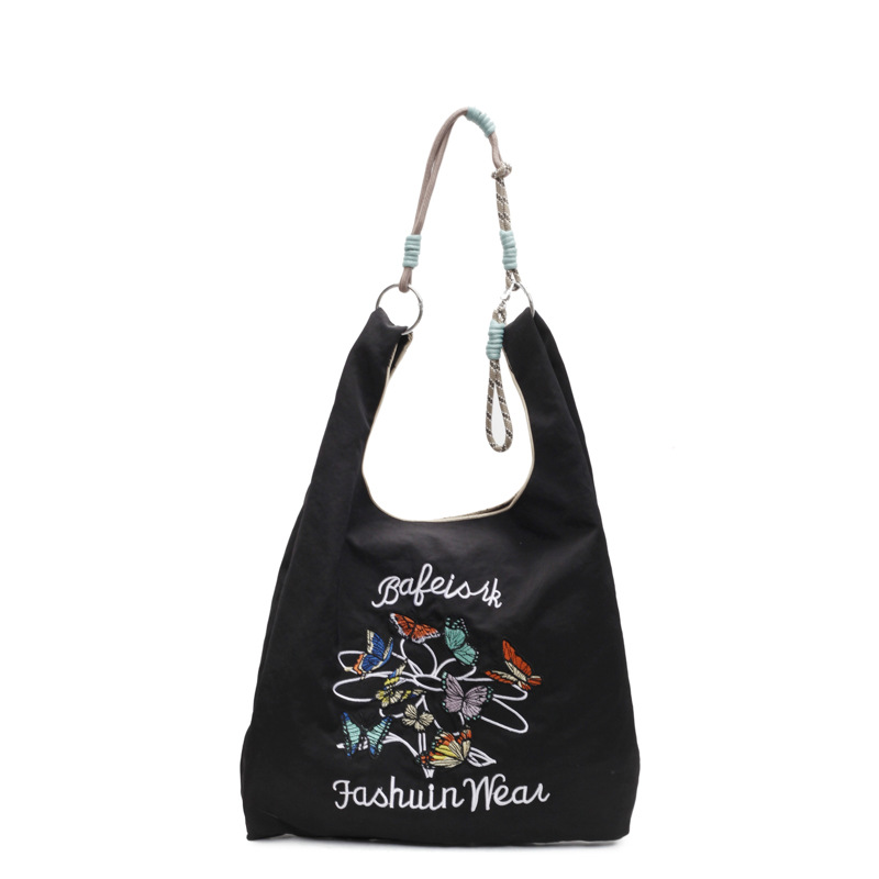 This season's new Japanese-style nylon embroidered bag is fashionable, versatile, and suitable for commuting. It's a niche, large-capacity single-shoulder shopping bag that is trendy for women Item Picture