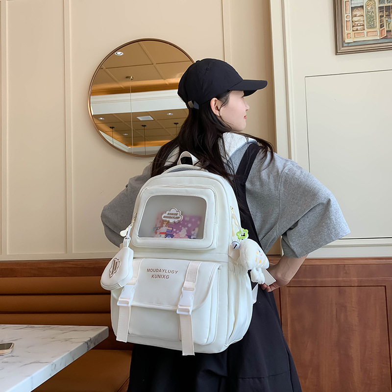 New backpack for junior high school girls, large capacity for primary school students, high appearance level, cute and lightweight bag, high school student bag details Picture