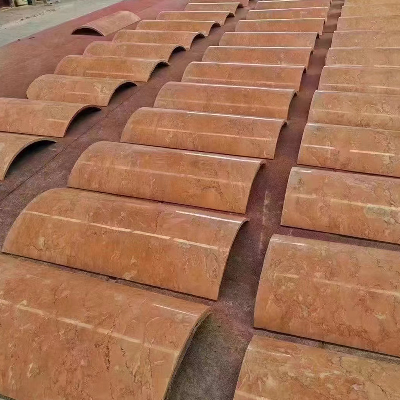 Natural marble orange peel red luxury stone slabs are processed for background walls, floor skirting boards, marble dining tables, islands and countertop stones Specification drawing