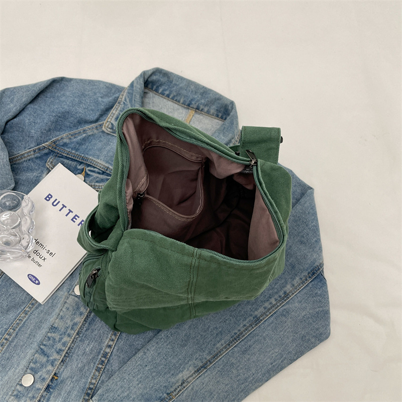 Washable canvas bag for women, Japanese-style simple college student schoolbag, large-capacity crossbody bag, casual messenger bag for women Application Scenario
