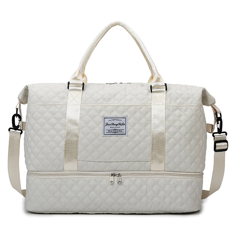 Fashionable waterproof travel diamond-shaped dry and wet separation sports handbag, yoga fitness bag, large-capacity shoe compartment travel bag Item Picture
