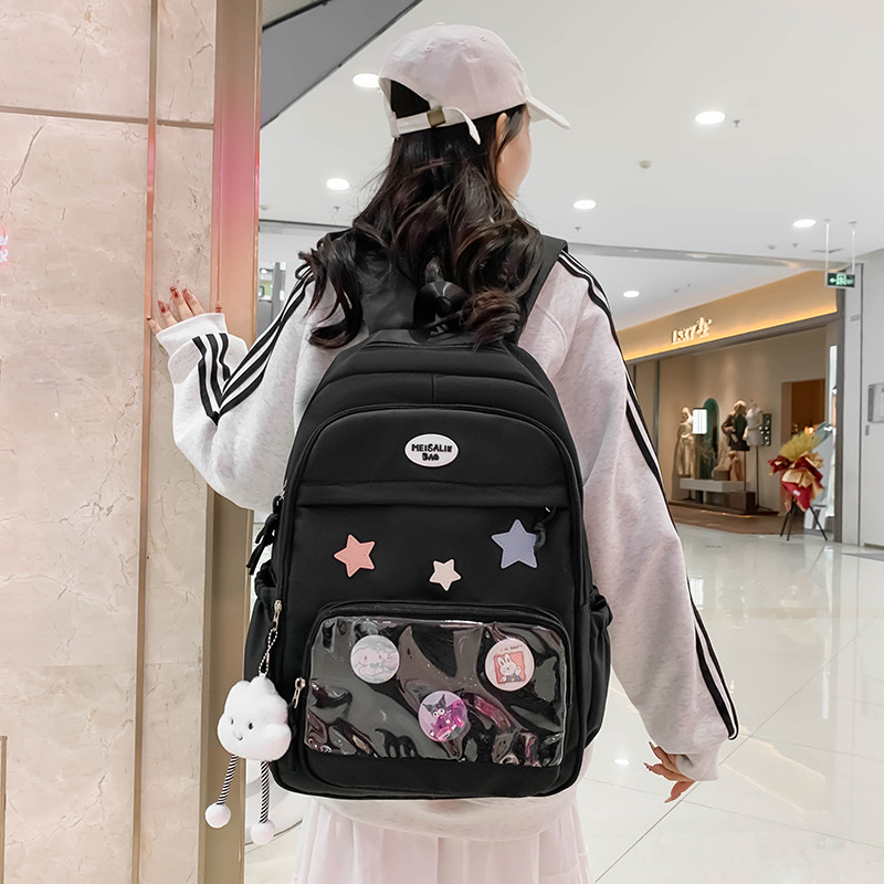 Japanese-style baggy pain bag backpack, large-capacity schoolbag for junior high school and senior high school students, casual backpack, travel and outings backpack Specification drawing