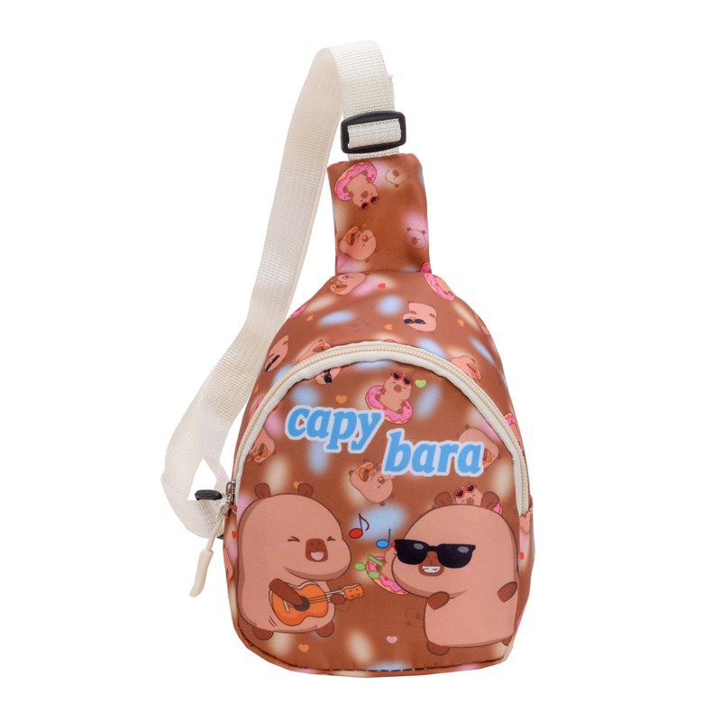 New cartoon children's bags for boys and girls, cute Capibara coin bag, outdoor casual crossbody bag, small chest bag Item Picture