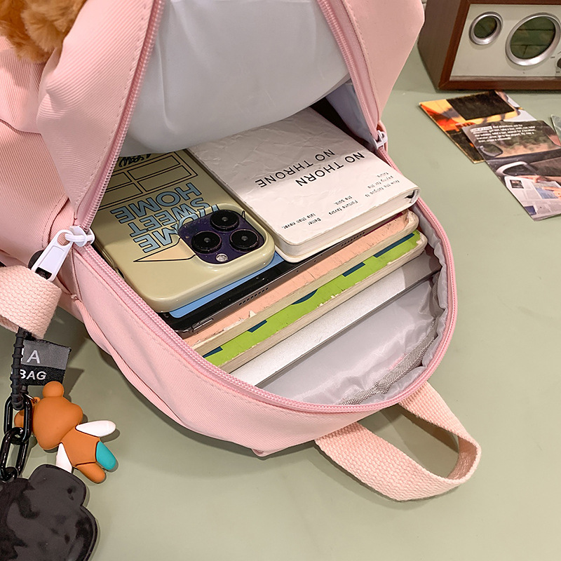 New high-appeartion-level cute cartoon bear doll backpack, student niche color design, casual and simple backpack Application Scenario
