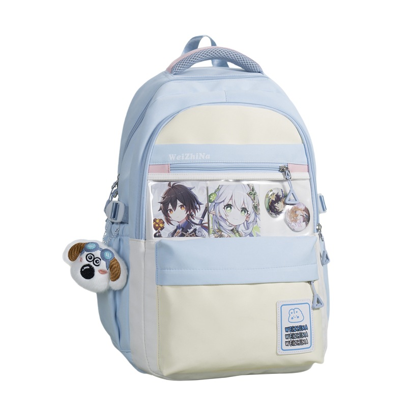 High appearance level Instagram cute pain bag backpack for girls, Korean version Instagram color-blocking school style backpack for junior and senior high school students Item Picture