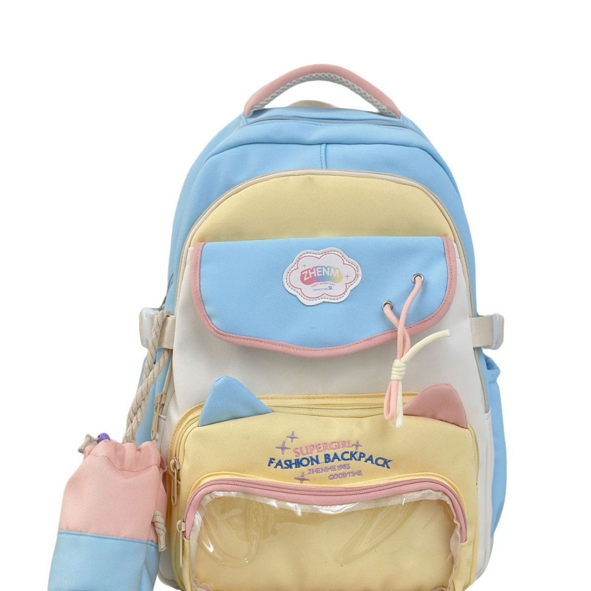 2025 High appearance level, color-blocking, large capacity dopamine, versatile, cute and sweet backpack for middle and high school students Item Picture