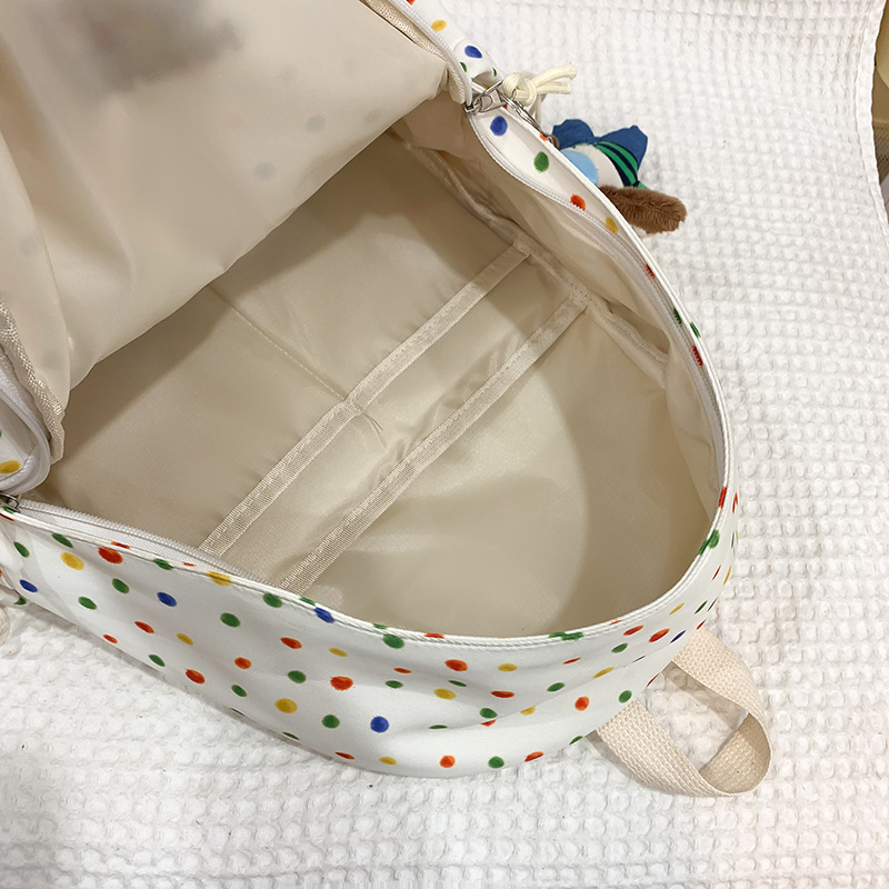 Cute and soft girl polka dot dog backpack 2024 New style, junior and senior high school student backpack, college student travel backpack Application Scenario
