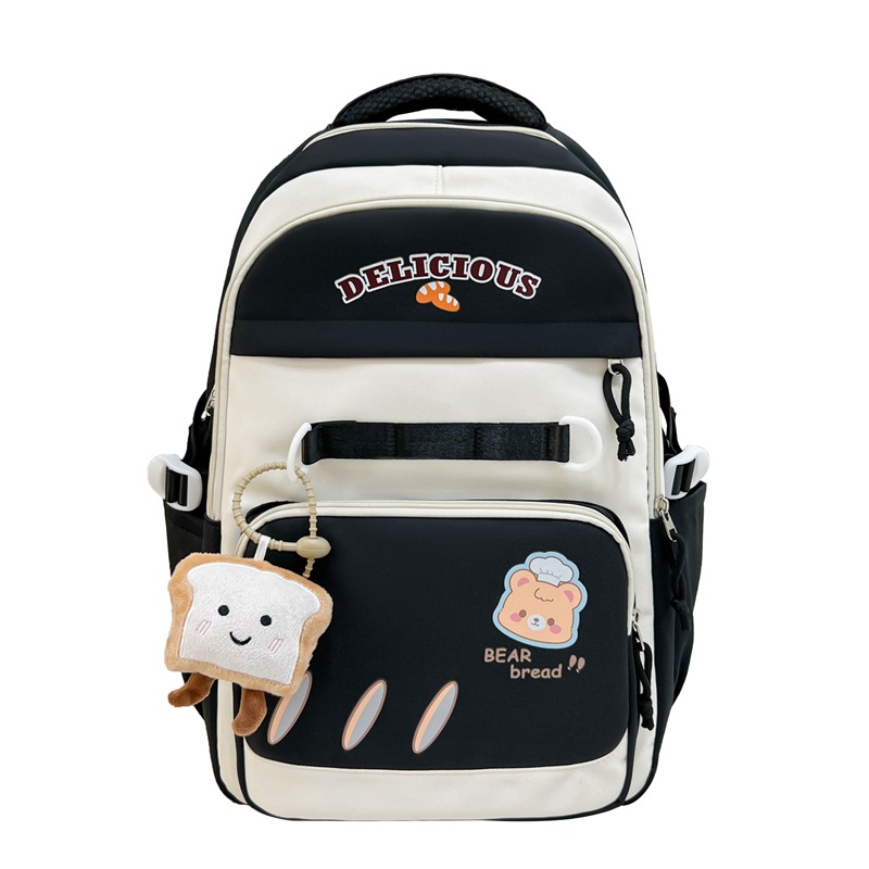 A new Japanese-style Instagram backpack with a high level of appearance, featuring a fresh and sweet school style and color-blocking patchwork. It is a backpack for junior and senior high school students Item Picture