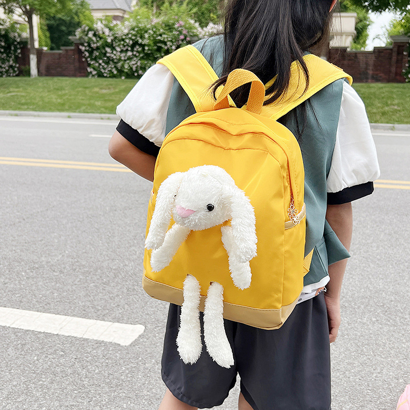 New plush toy backpack for women, personalized cartoon big rabbit bag, children's schoolbag details Picture