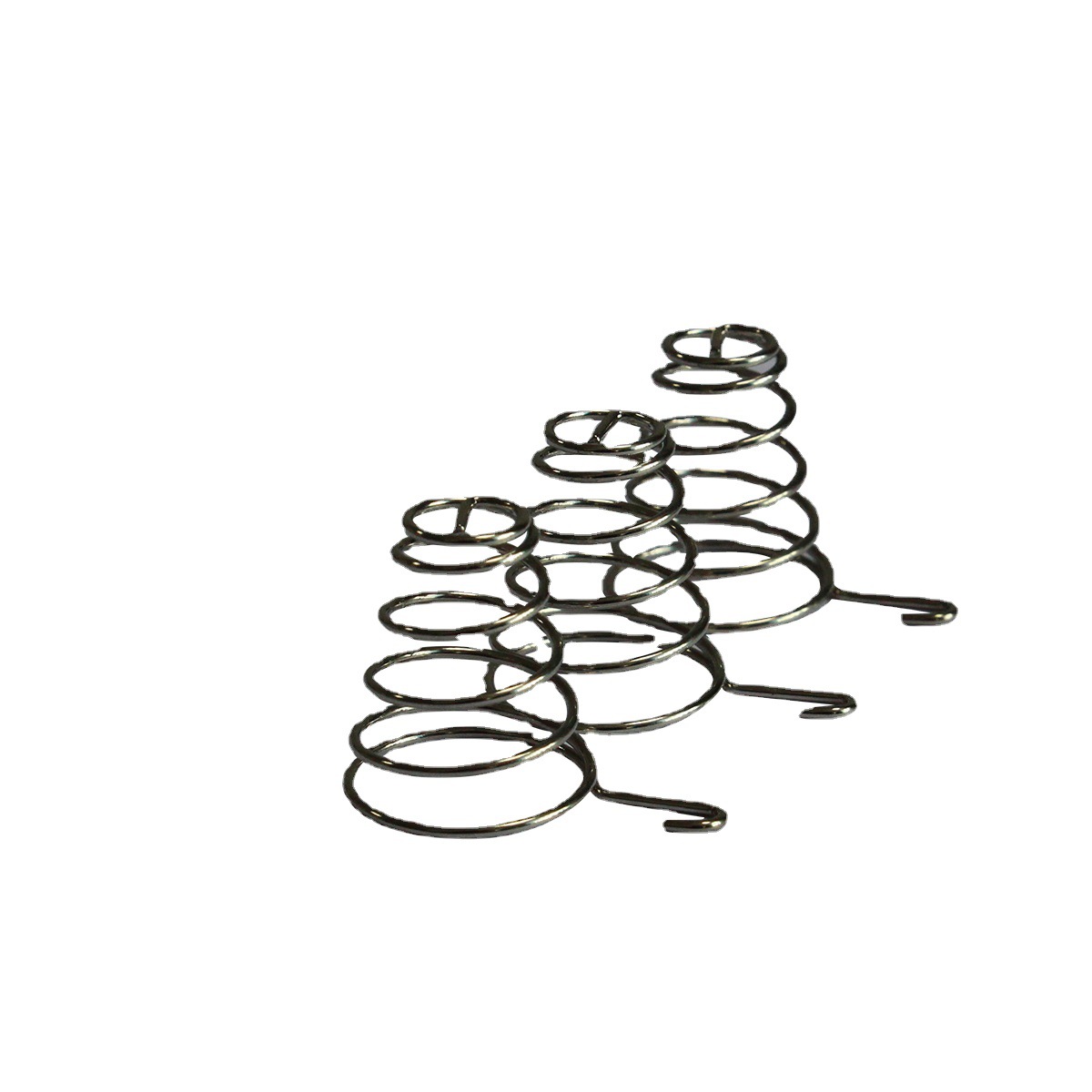 The spring factory produces tower-shaped stainless steel cylindrical compression springs, double-hook tension torsion springs, and special-shaped wire formed springs Item Picture